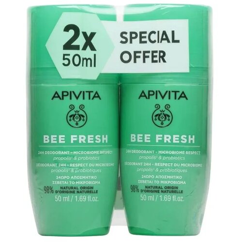 Apivita Roll On dezodorans Bee Fresh 24h, 2x50 ml Cene