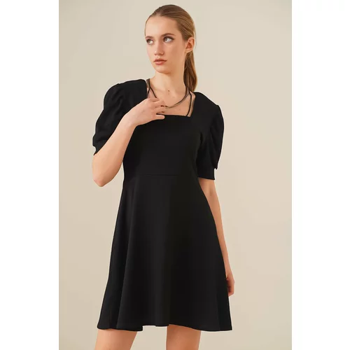 Bigdart Women's Square Collar Knitted - Black Dress