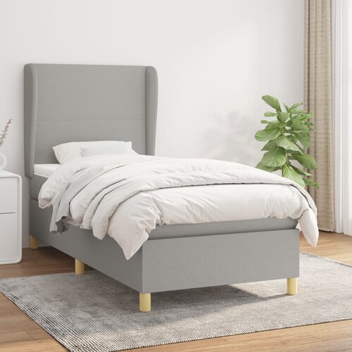 Box spring krevet s madracem svjetlosivi 90x190 cm od tkanine Slike