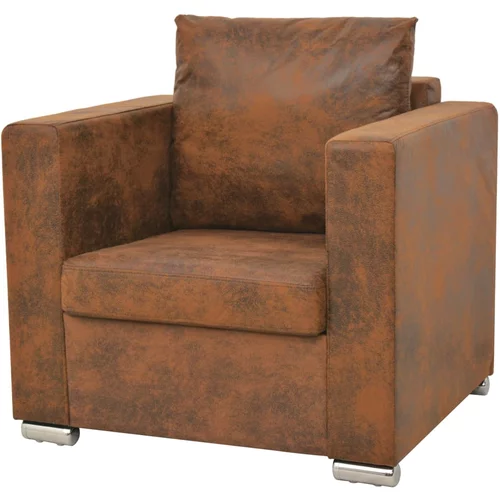  Fotelja od umjetne brušene kože smeđa