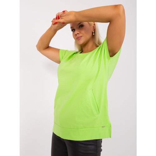 Fashion Hunters Light green plus size blouse with pockets Slike