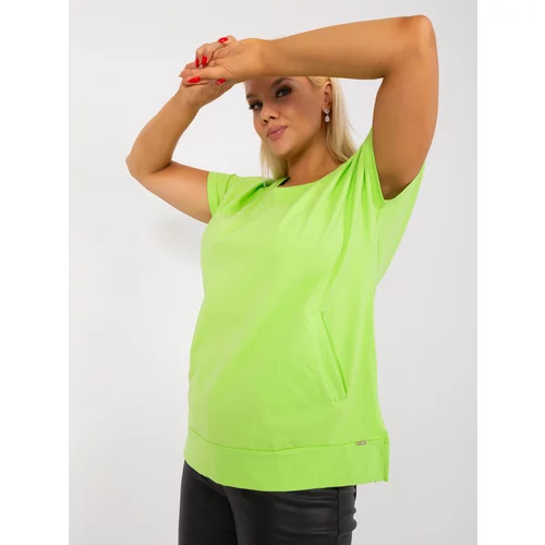 Fashion Hunters Light green plus size blouse with pockets