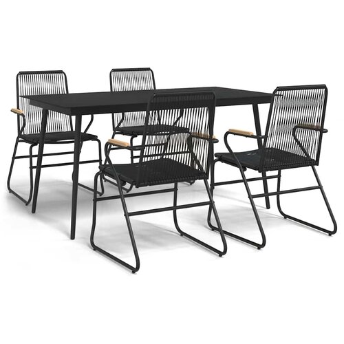  5-dijelni vrtni blagovaonski set od PVC ratana crni Crna Slike