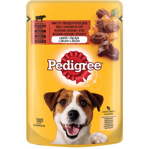 Pedigree vlažna hrana za odrasle pse, govedina i džigerica u želeu, 100g Slike