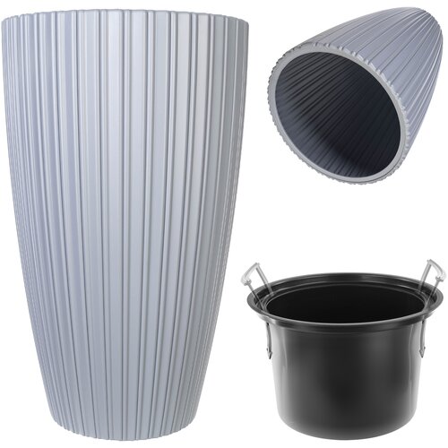 KADAX cvetlični lonec 30 cm pokrov z vložkom plastični cvetlični lonec siv, (5000352662) Cene