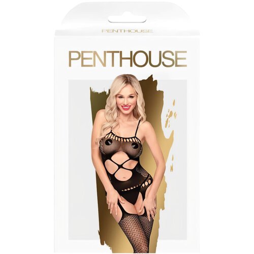 Penthouse Hot Nightfall - cik-cak otvoreni mrežasti set (crni) - XL Slike