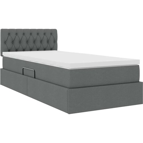  Krevet s prostorom za pohranu s LED-om Tamno siva 90 x 190 cm Slike