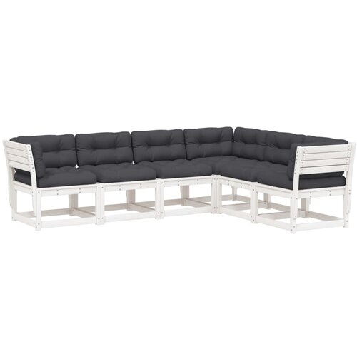 vidaXL 6-dijelni set vrtnih sofa s jastucima bijeli masivna borovina Cijene