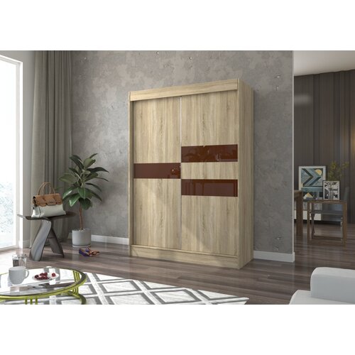 ADRK Klizni ormar BATIA s lakobel staklom 150 cm - SONOMA-OKOLADNI LACOBEL Cene