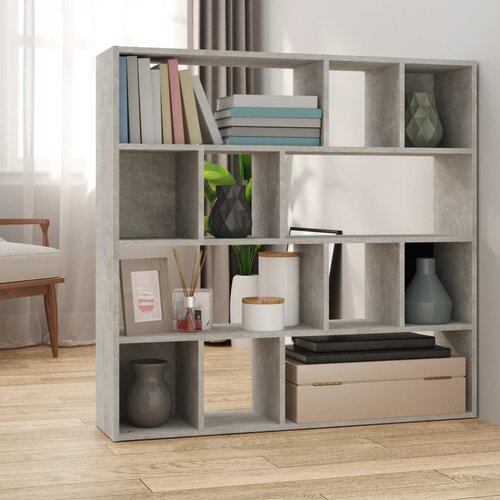VidaXL Knjižna omara/pregrada betonsko siva 105x24x102 cm Slike