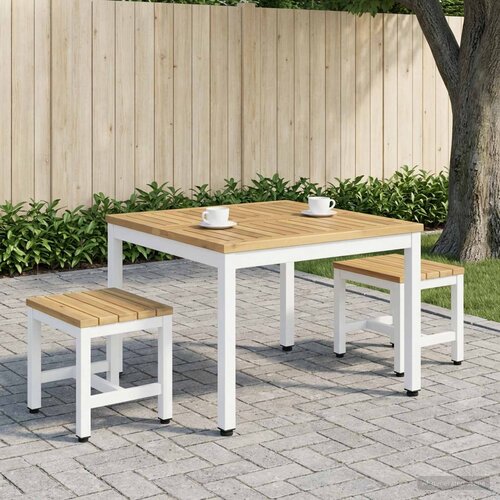  Stolić za kavu Bijela 60 x 60,5 x 36 cm Čvrsto drvo akacije Slike