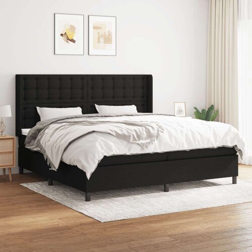  Box spring postelja z vzmetnico črn 200x200 cm blago, (20893665) Slike