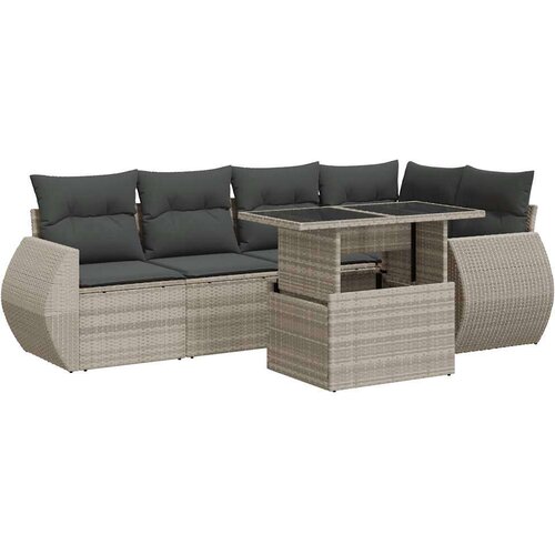 VidaXL 7-dijelni set vrtnih sofa svjetlosivi od poliratana Slike