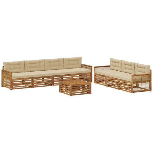 vidaXL Zunanja garnitura za sedenje z blazino 8 pcs Naravna in bež, (5000279795) Cene