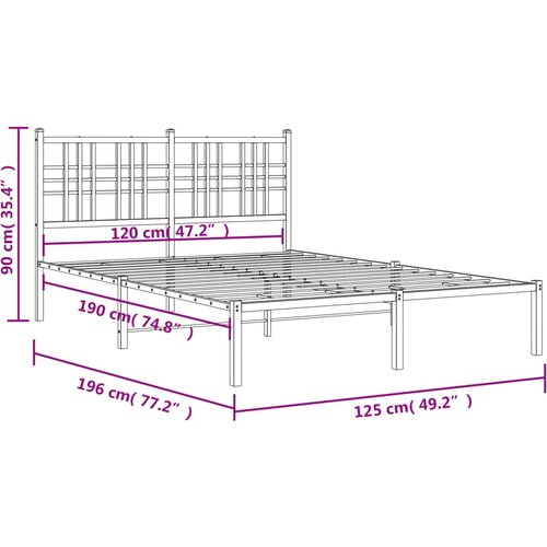  Metalni okvir za krevet s uzglavljem bijeli 120 x 190 cm Slike