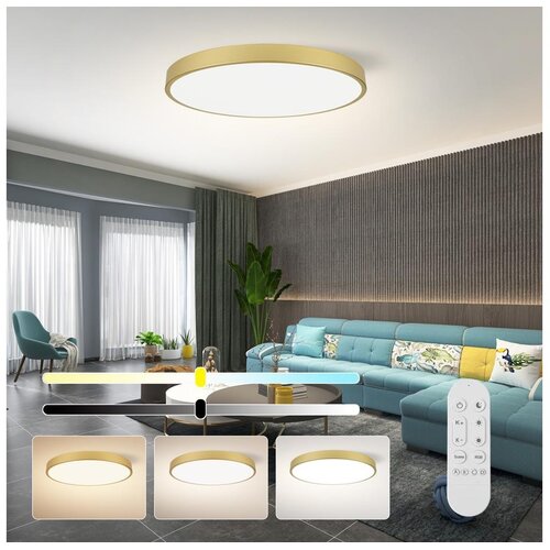  Immax NEO 07311L-LED prigu&amp;scaron;iva stropna svetiljka SEMPLICI 96W/230V prečnik 80 cm Wi-Fi Tuya zlatna + daljinski upravljač Slike