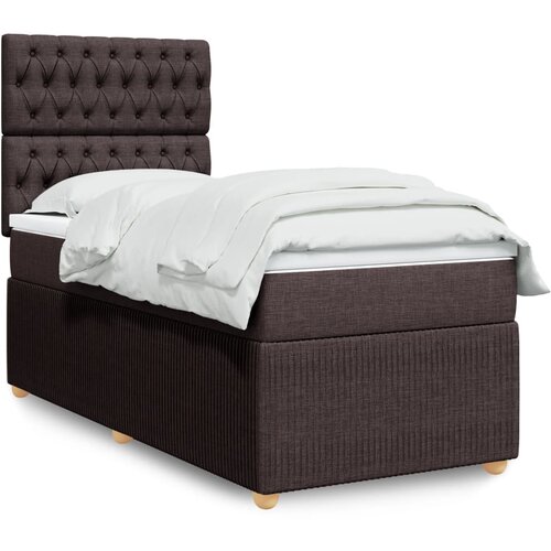 vidaXL Box spring postelja z vzmetnico temno rjava 90x200 cm blago Cene