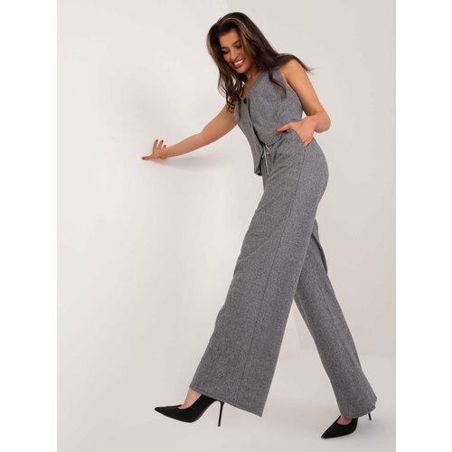 Fashion Hunters Black and grey fabric trousers with pockets Slike