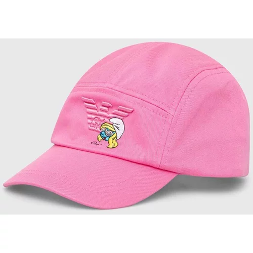 Emporio Armani Pamučna kapa sa šiltom za bebe boja: ružičasta, s aplikacijom