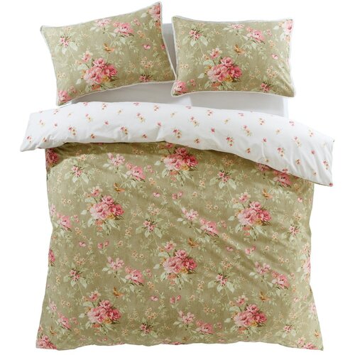 Catherine Lansfield Bela/zelena enojna posteljnina 135x200 cm Penelope Floral – Cene