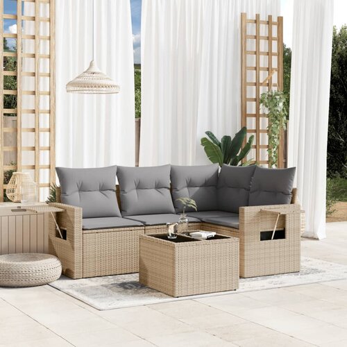 vidaXL 5-dijelni vrtni set sofa s jastucima bež od poliratana Cijene