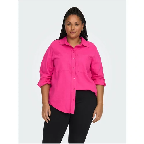 Only Dark pink women's linen oversize shirt CARMAKOMA Caro - Women
