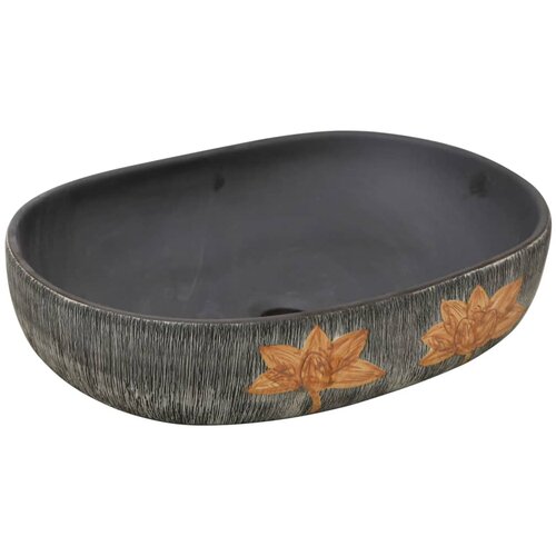Maison Chic Umivalnik - Kopalna umivalnik - Lavabo Nadpultni siv in črn ovalen 59x40x14 cm keramika, (21684886) Cene