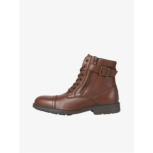 Jack & Jones Brown Men's Leather Winter Ankle Boots Holland - Men