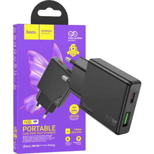 hoco. Punjač kućni, brzi, PD20W + QC3.0 Dual Port - N38 Delgado EU Cene