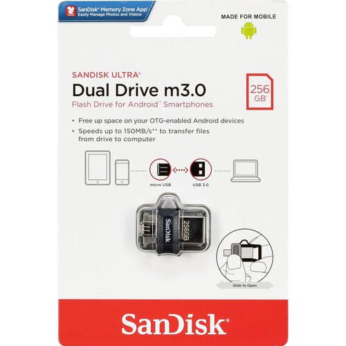 San Disk Ultra Dual Drive 256GB m3.0 grey&amp;amp;silver SDDD3-256G-G46 Slike