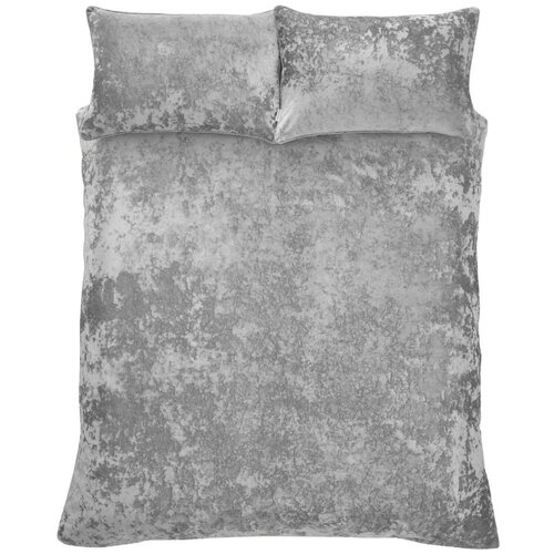 Catherine Lansfield Siva posteljina za bračni krevet od samta 200x200 cm Crushed – Cijene