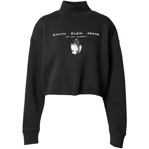 Calvin Klein Jeans Sweater majica 'DIAMOND' crna / prljavo bijela