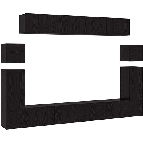  Set TV komoda 8 kom. Crni hrast Konstruirano drvo Crna 100 x 30 x 30 cm Slike