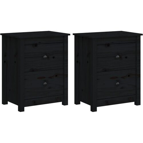 Maison Chic Dvo delni komplet Nočne omarice - Nočne mize črna 50x35x61,5 cm trdna borovina, (21688829) Slike