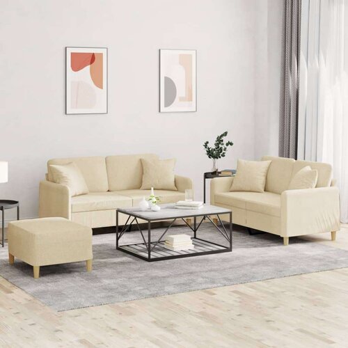  3-dijelni set sofa s jastucima krem od mikrovlakana Cijene