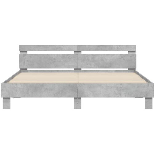  Okvir za krevet s uzglavljem i LED siva boja betona 160x200 cm Slike