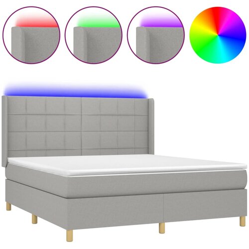 Maison Chic Box spring postelja - Vzmetna postelja z vzmetnico LED sv. siva 180x200 cm blago SL8866, (21901183) Cene