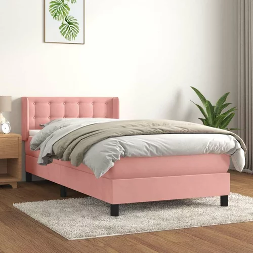 Box spring postelja z vzmetnico roza 90x200 cm žamet, (20894652)