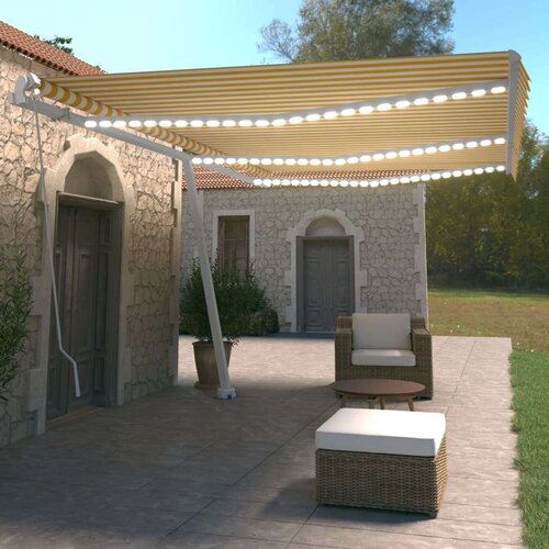  Tenda na ručno uvlačenje s LED svjetlima 600x350 cm žuto-bijela Cijene