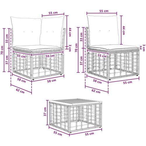  Set vanjskih sofa 6 kom. Crna i tamno siva poliratan Slike