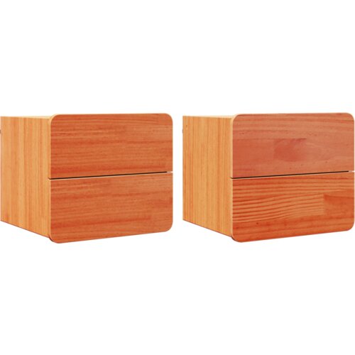  Noćni ormarić 2 pcs Smeđa 39 x 34 x 33 cm Masivna borovina Slike