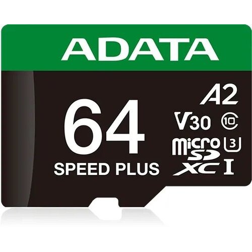 Adata Micro SDXC 64GB Class 10 + adapter 160/140 MB/s UD64GUI3V30A2SP-RA1 Slike