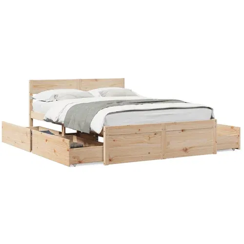 vidaXL Okvir za krevet s ladicama 140x190 cm od masivnog drva