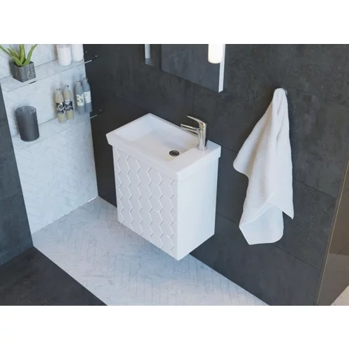 Armal kopalniška omarica in umivalnik Piccolo, fronta honeycomb, bela sijaj