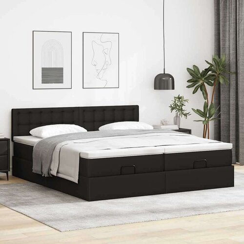 VidaXL Otomanski okvir kreveta s madracima crni 160x200cm umjetna koža Slike