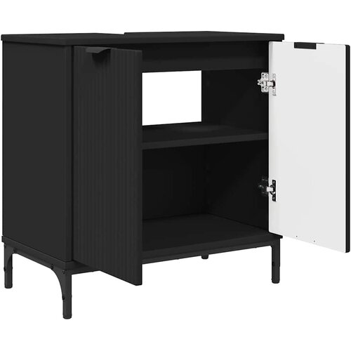  Kupaonski ormarić za sudoper s vratima Crna 60,5 x 33,5 x 61 cm Slike