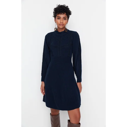 Trendyol Navy Blue Chest Detailed Knitwear Dress