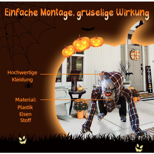 SHX Figura živali Volk sedeci volcji in glava roke animiran Halloween dekoracija Slike