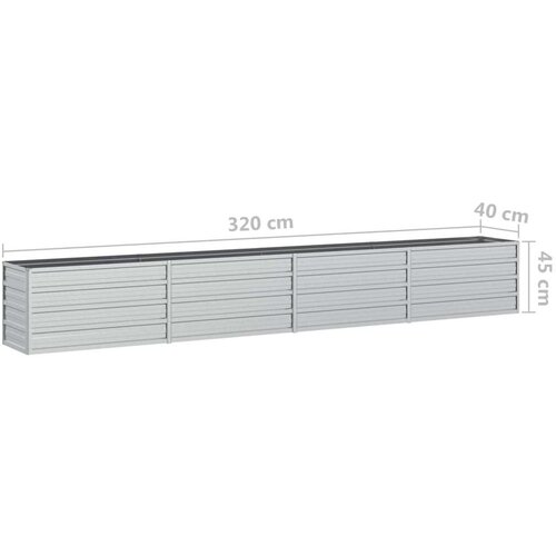 VidaXL Povi&amp;scaron;ena vrtna gredica 320 x 40 x 45 cm pocinčani čelik srebrna Slike