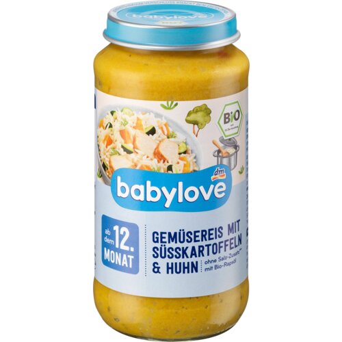 babylove Bebi kašica – pirinač sa povrćem, krompirom i piletinom, od 12. meseca 250 g Slike